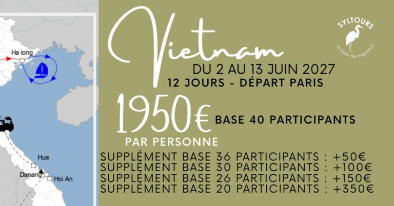 Voyage au Vietnam du 2 au 13 juin 2027, 12 jours au départ de Paris, à partir de 1 950 € par personne